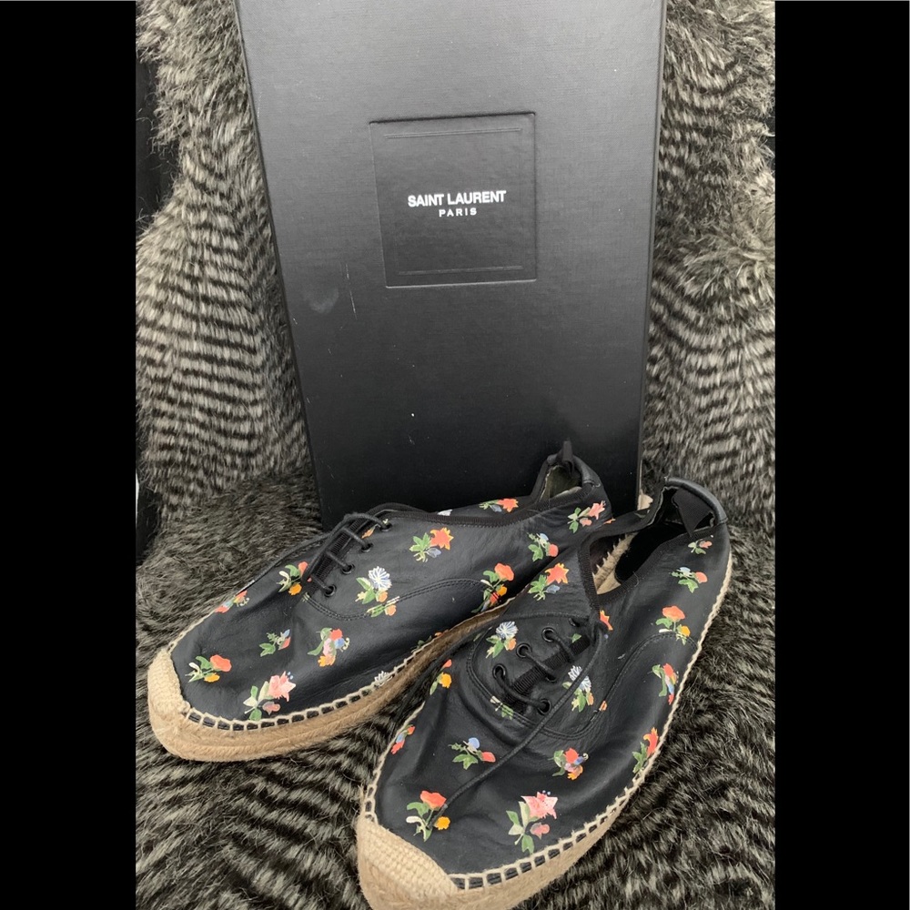 YSL Saint Laurent Grunge Floral Espadrilles 41